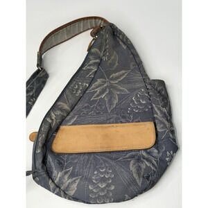 Vintage LL Bean AmeriBag Sling Backpack Purse Tapestry LeatherTrim